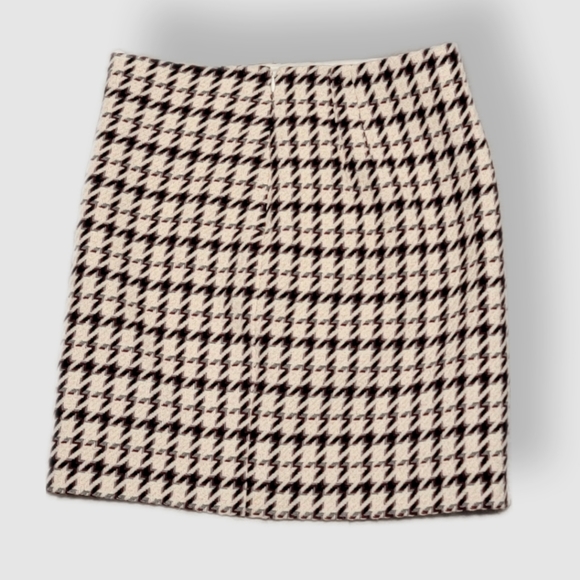 White House Black Market Wool Houndstooth Side Zipper Career Work Mini Skirt 4 - Picture 5 of 11